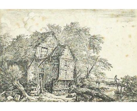 Jacob Isaakszoon VAN RUISDAEL (1628/29-1682) The Small Bridge Etching, 19.5x28cm sight size and 35x42cm overall