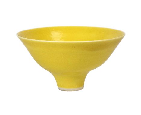 Lucie RIE (1902-1995) Footed Bowl  Porcelain with yellow glaze, impressed seal to base, height 10cm, diameter 19cm.The estate