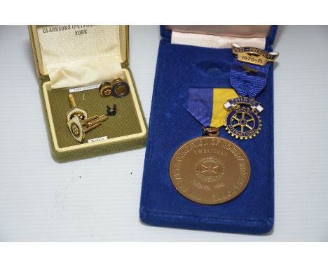 Enamel rotary badges, cufflinks, ribbons etc. relating to Thirsk rotary club