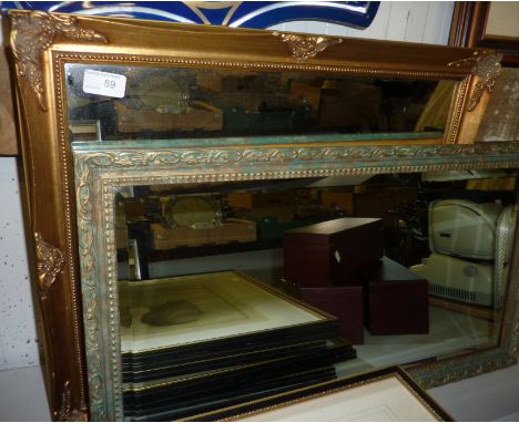 Gilt framed mirror and a green gilt mirror 