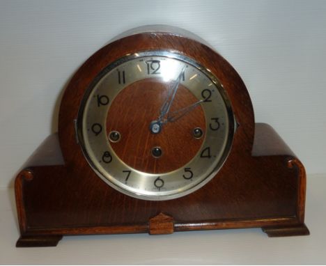 Oak cased Westminster chime mantel clock 