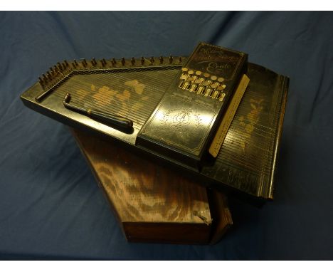 Cased Millers Auto Harp Erato complete with tuning key