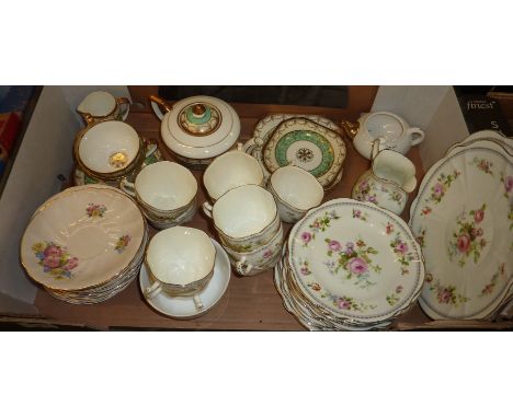 Floral gilt part tea service, Gladstone china tea for two set etc
