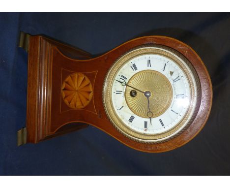 Edwardian mahogany inlaid mantel clock by Hamilton and Inches CHES, Edinburgh (damage to enamel).  Movement marked Fabrique D