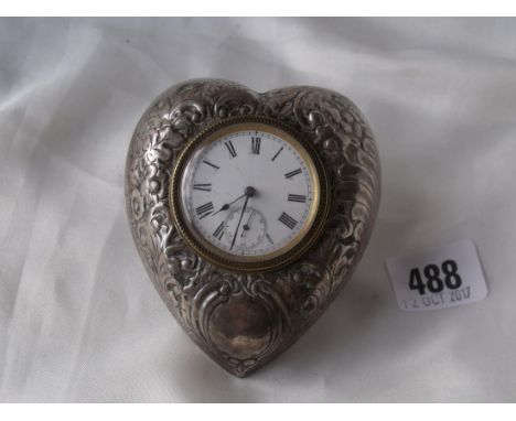 Bedside clock in heart shaped mount Birm 1902   