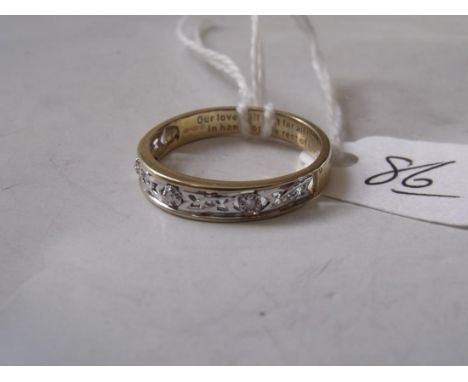 9ct diamond set half eternity ring with inscription approx size 'P'      
