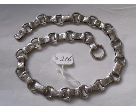 An antique fancy silver chain link necklace 28g   