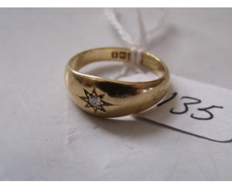 A single diamond set 18ct gold gypsy ring approx size 'L'  4.8g       