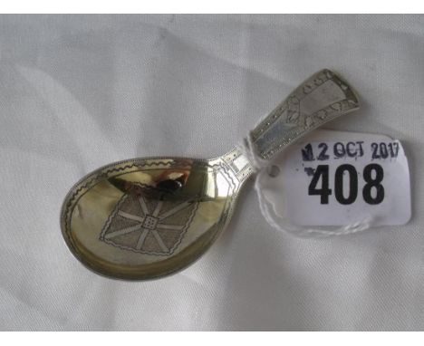 Georgian parcel gilt caddy spoon of oe design Lon 1803 by JS 12g       