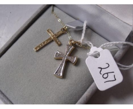 9ct cross on chain also a diamond set 9ct cross   