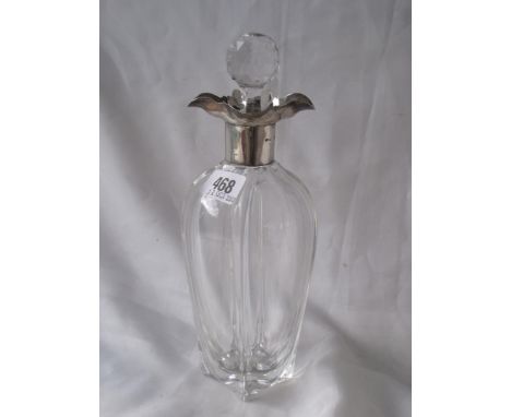 Baluster shaped decanter mounted with 4 pouring lips 9" high Lon 1896 by JGS    