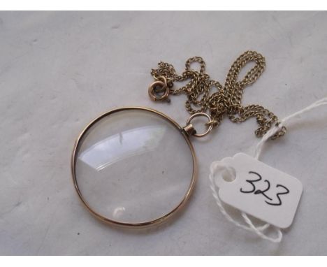 Double sided 9ct glass locket on 9ct chain    