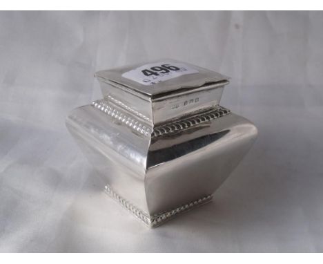 Rectangular tea caddy with gadroon rim 2.5"  high Birm 1912 120g       