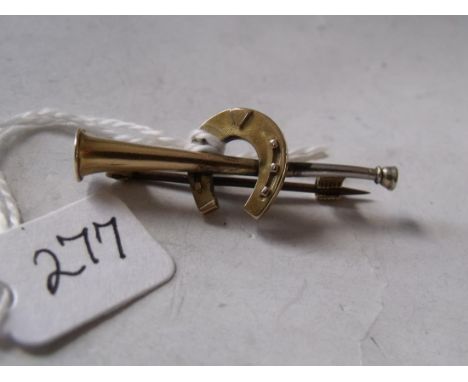 15ct gold hunting horn/horseshoe brooch 2.9g   