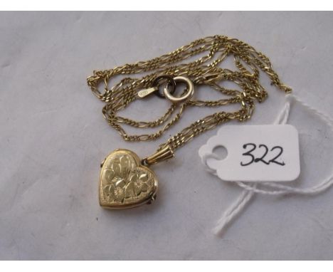 9ct heart locket on 9ct chain 4.8g     
