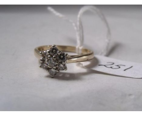 14ct gold diamond cluster flower head ring approx size 'P'  