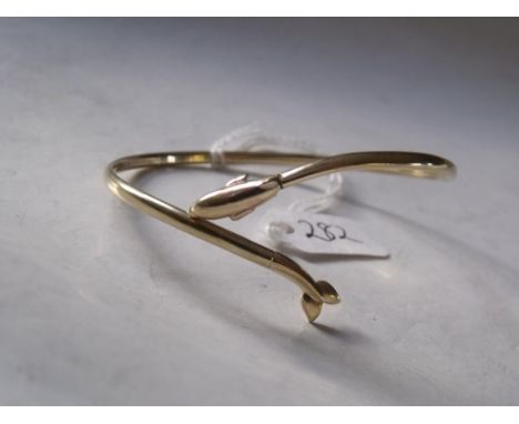 9ct dolphin bangle 3.8g      