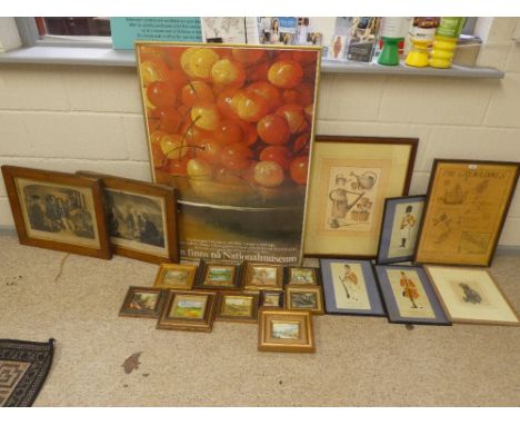 Quantity of general pictures &amp; prints, including "The Grenadines", Sandra Fisher 1974, and other modern miniature frames,