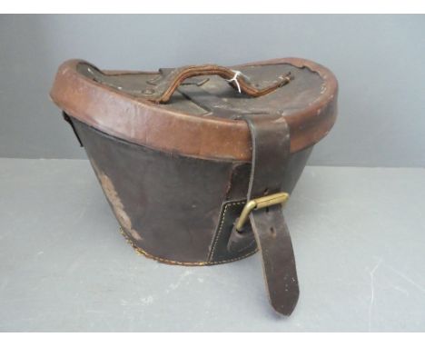 Vintage leather bucket shaped hat box 
