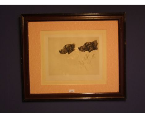 After G Earl, print, "pencil study of two dogs", signed in pencil lower left, 24 x 32 cm framed &amp; glazed 