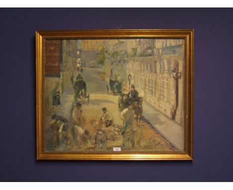 Colour print of a Continental street scene, framed &amp; glazed, 53 x 67 cm 