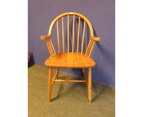 A light wood stick back, Windsor style arm chair 90H x 51W cm 