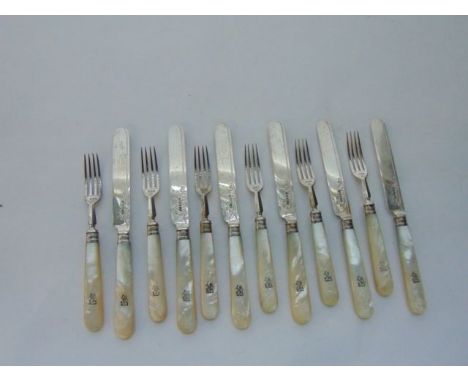 A set of Victorian silver cutlery, Harrison Brothers & Howson, Sheffield, 1898, comprising: six fruit forks and six fruit kni