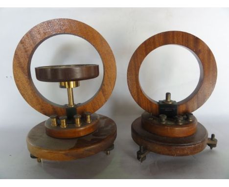 A timber framed scientific instrument stamped Philip Harris & Co Ltd, Birmingham (believed to be a galvanometer) together wit