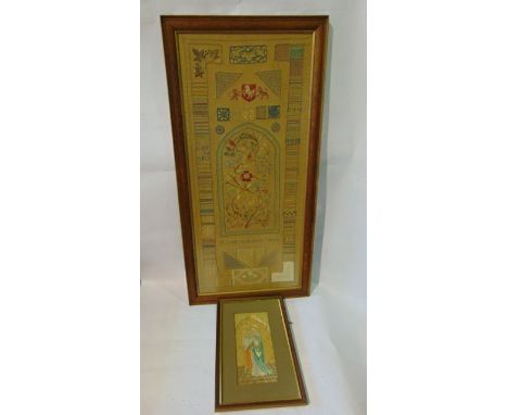 A large early 20th century needlework sampler by Elsie Florence Wells incorporating a floral panel, Celtic knot, lion and uni