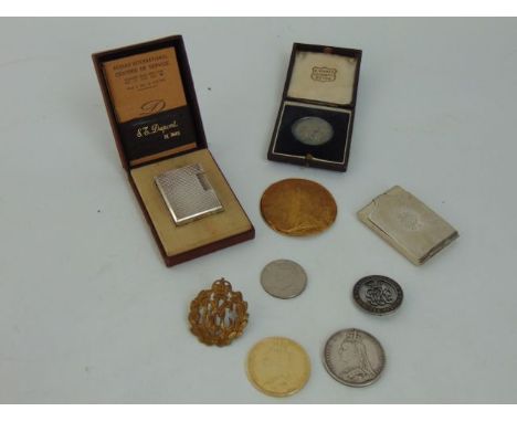 A collection of coins and medals including two Victorian examples, the Army Rifle Association example etc, together with a bo