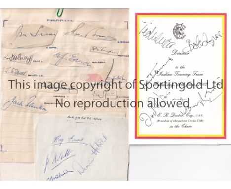 CRICKET AUTOGRAPHS   Autograph miscellany consisting of an album containing 24 signatures inc John Edrich, Fred Titmus, Kim H