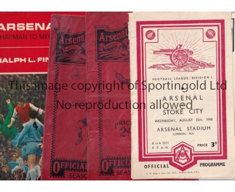 ARSENAL      A small collection of sub-standard items. Home programmes: v. Sunderland 38/9 piece missing from cover and creas