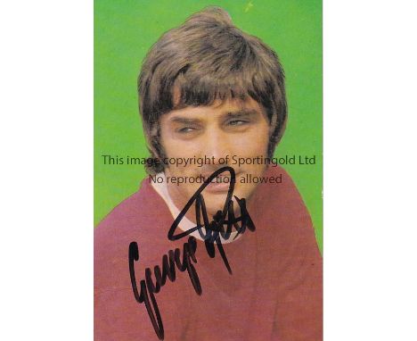 GEORGE BEST AUTOGRAPH        A 5" X 3.5" The Great Stars of Football signed colour portrait.    Good