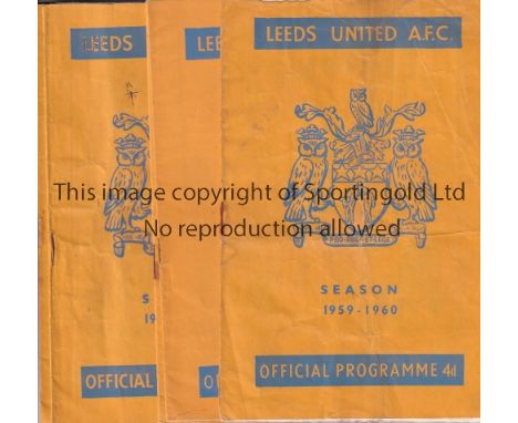 LEEDS        Twenty three Leeds home programmes  between 1962 &amp; 73, plus 7 from 56 to 59 , includes v Shef Wed 56/7, Pres