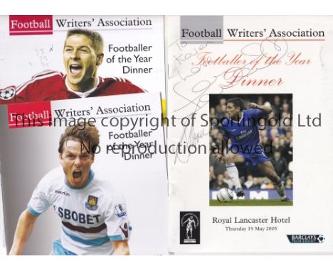 FWA PLAYER OF THE YEAR MENUS   Fifteen Football Writers' Association Footballer of the Year menus 1995 (signed by Klinsmann T