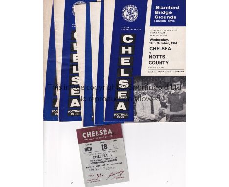 CHELSEA      All 5 home programmes in Chelsea's successful 1964/5 League Cup winning run v. Notts County, team changes, Swans