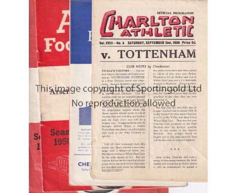 TOTTENHAM 50/51   Four Tottenham away programmes, 50-51, Spurs first title season. Games at Arsenal, Arsenal Reserves, Chelse