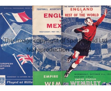 ENGLAND    Twelve England programmes 1953-1962 to include full Internationals v Rest of the World 1953, Luxembourg WCQ at Ars