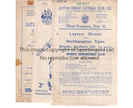 LEYTON ORIENT   A collection of 108 Leyton Orient home programmes 1948-1961 to include v Northampton Town 1947/48 (ph), Stock