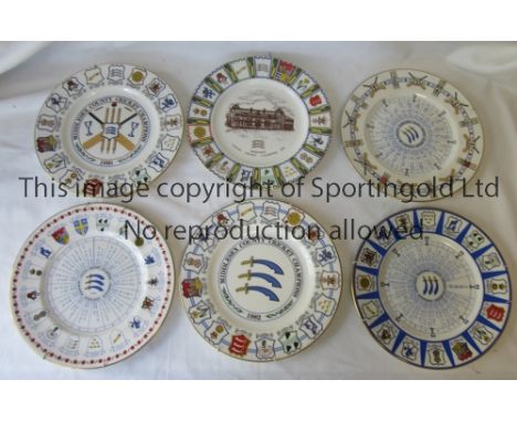 MIDDLESEX C.C.C.      Six Coalport 11" ceramic commemorative plates, County Champions 1976, 1980, 1982, 1985, 1990 and 1993. 