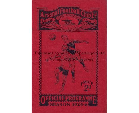 ARSENAL - BURY 1925   Arsenal home programme v Bury, 14/11/1925, Division 1, first season of Arsenal red cover programmes. So