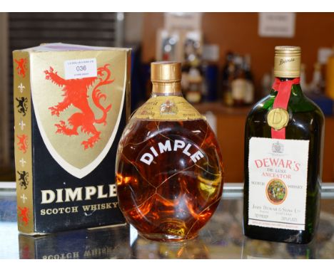 JOHN HAIG &amp; CO DIMPLE OLD BLENDED SCOTCH WHISKY, WITH PRESENTATION BOX - 70° PROOF &amp; DEWAR'S ANCESTOR DELUXE SCOTCH W