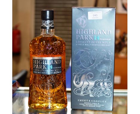 HIGHLAND PARK LOYALTY OF THE WOLF 14 YEAR OLD SINGLE MALT SCOTCH WHISKY, WITH PRESENTATION BOX - 1 LITRE, 42.3% VOL     