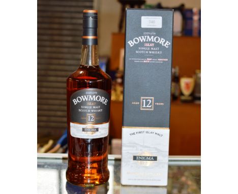BOWMORE ENIGMA 12 YEAR OLD ISLAY SINGLE MALT SCOTCH WHISKY, WITH PRESENTATION BOX - 1 LITRE, 40% VOL     
