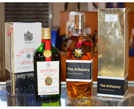 THE ANTIQUARY DELUXE OLD SCOTCH WHISKY, WITH PRESENTATION BOX - 70° PROOF &amp; DEWAR'S ANCESTOR DELUXE SCOTCH WHISKY, WITH P