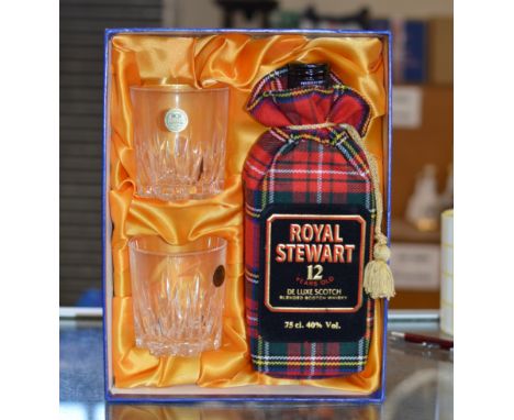 ROYAL STEWART 12 YEAR OLD DELUXE BLENDED SCOTCH WHISKY, WITH PRESENTATION BOX &amp; PAIR OF WHISKY TUMBLERS - 75CL, 40% VOL  