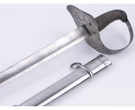An Austrian 1837 pattern Cuirassier sword and scabbard,
blade length 33.25", 38.5" overall.