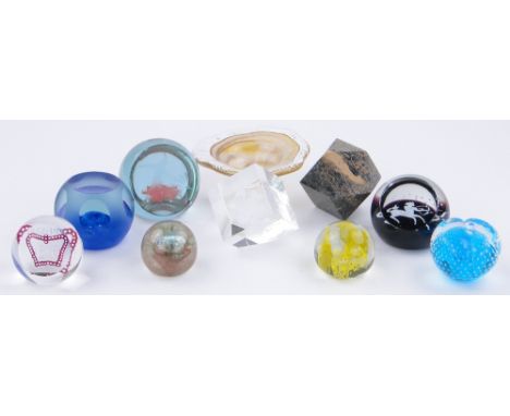 Caithness Mystique paperweight,
a Limited Edition Caithness paperweight, various others and a glass dish, (10).