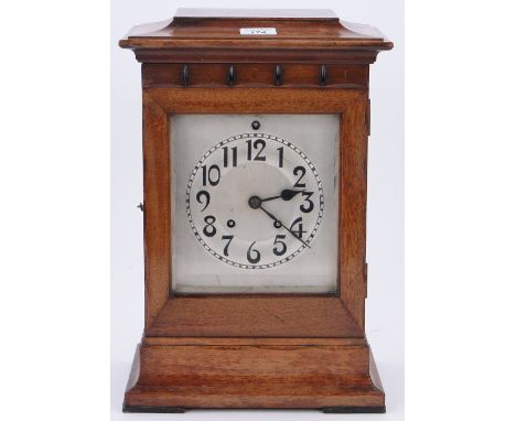 A Victorian mahogany bracket clock 
with quarter striking movement, GWO, height 17.25".