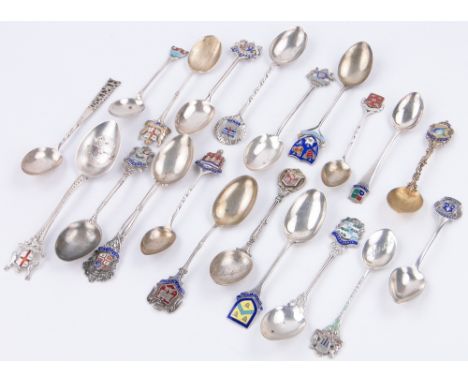 A Collection of 20 silver and enamel teaspoons.